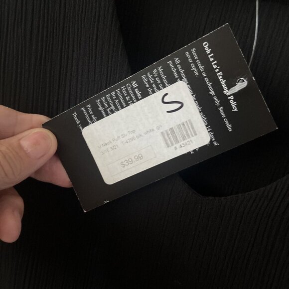 Tyche Black Balloon Sleeve V Neck Womens Blouse Sz S NWT whimseygoth - Picture 4 of 10